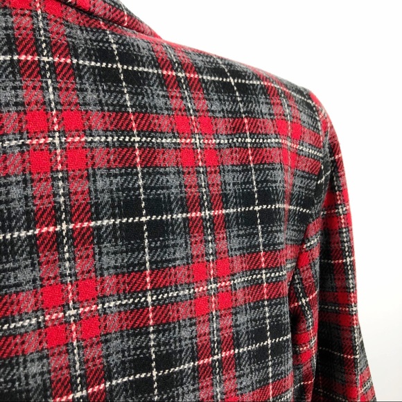 VTG Plaid Womens Wool Blazer Jacket One Button 10 - Picture 7 of 16